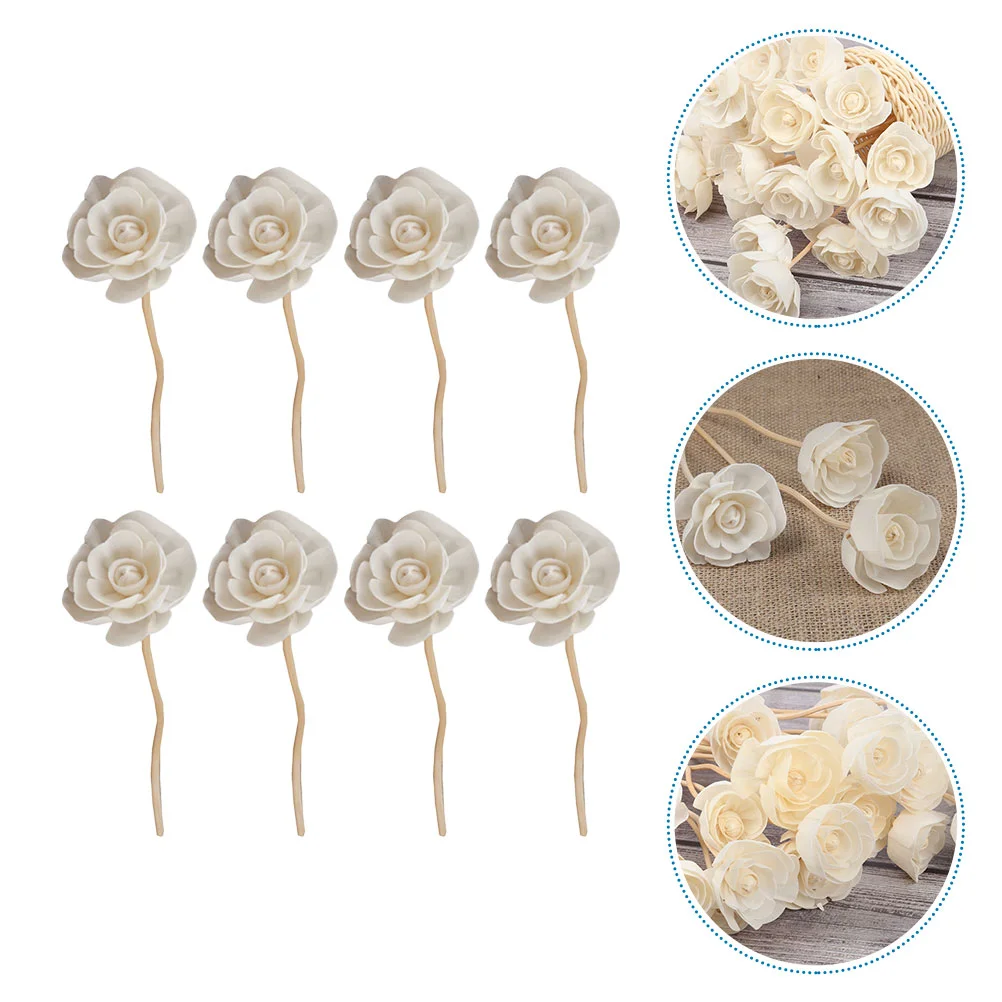 8 Pcs Rattan Sola Flower Absorbent Diffuser Sticks Aroma Rattans Replacement Bedroom Accessories Wooden Flowers