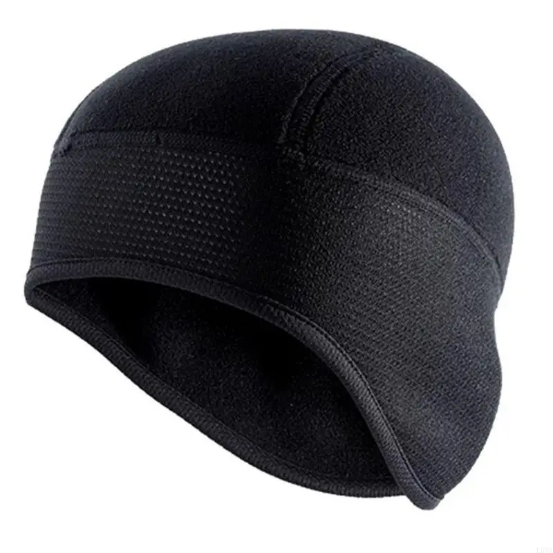 

L5YA Fleece Hat Winter Warm Unisex Solid Color Windproof Hiking Fishing Outdoor Helmet Liner Snow Covers Skull