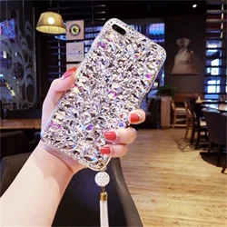 Luxury Bling Rhinestone Diamond Pendant Phone Case, Soft Clear Cover for Xiaomi Redmi 17 12 14 Note 11 13 12 15 Pro Plus