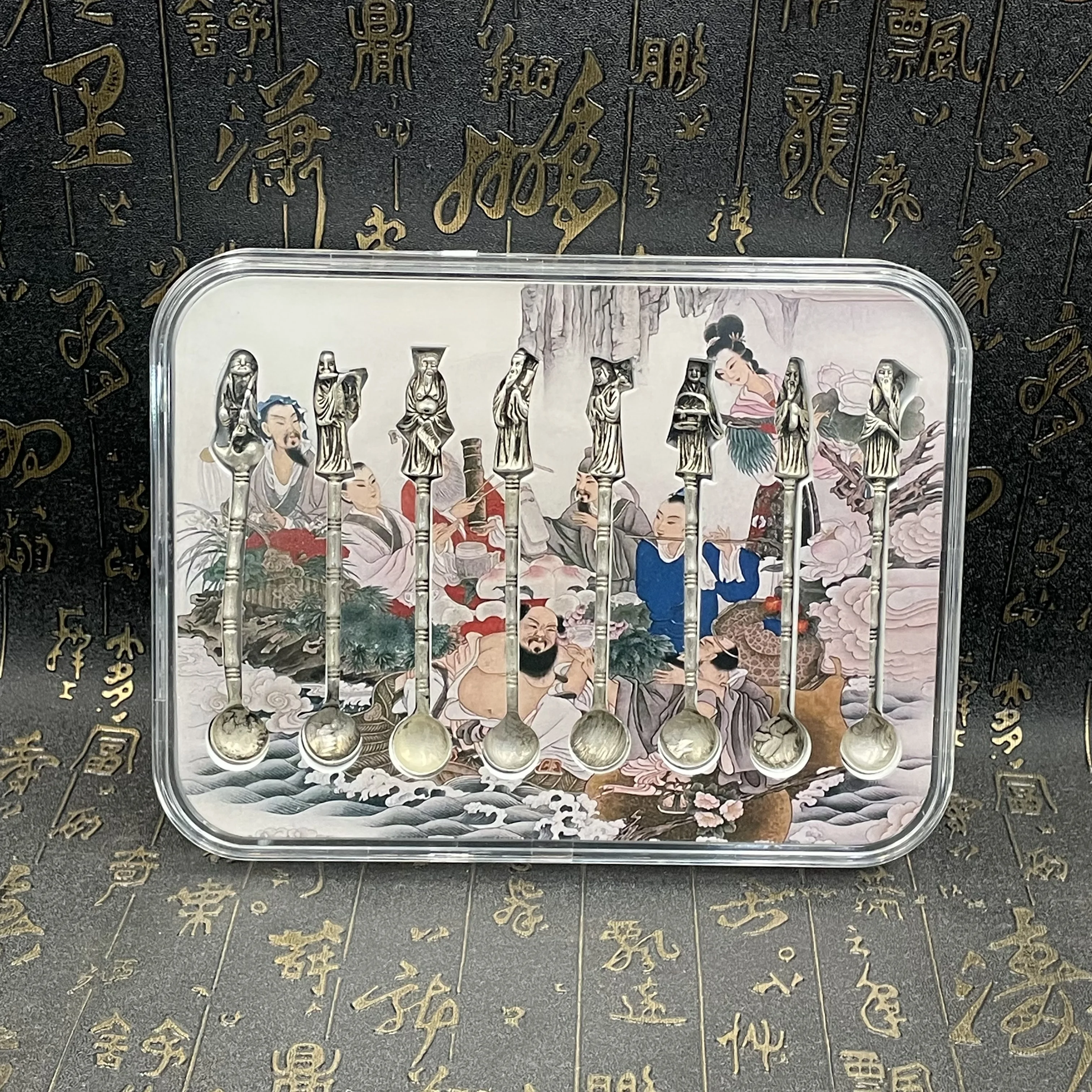 

Набор бронзовых ложек Retro Relief Eight Immortals, креативная персонализированная подарочная коллекция