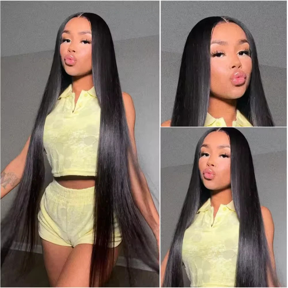 16 42 Inch 13X4 Hd Lace Frontal Straight Human Hair Wig Brazilian Bone Straight Lace Frontal Human Hair Wigs 200 density