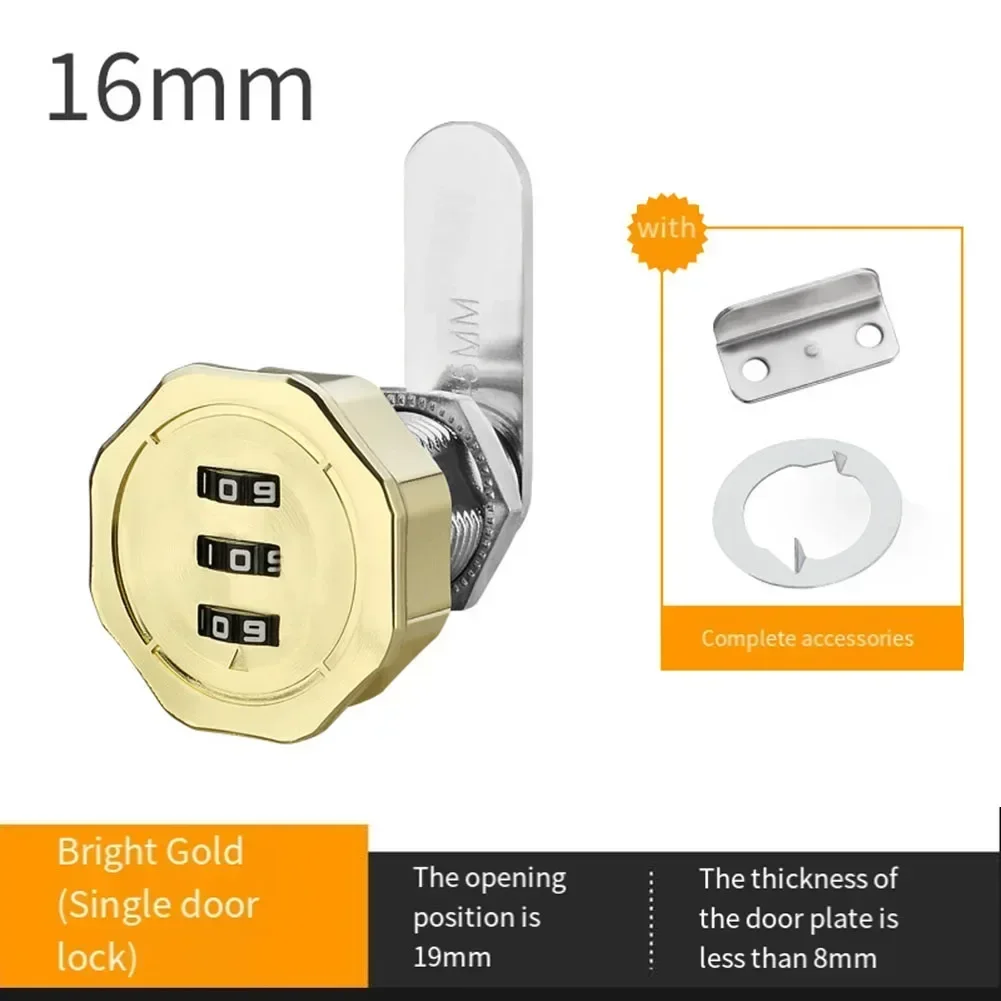 Drawer Combination Lock Password Box Lock Zinc Alloy Turn Tongue Lock Locker For 1-20mm Plate Mailbox Cabinet Door Password Lock