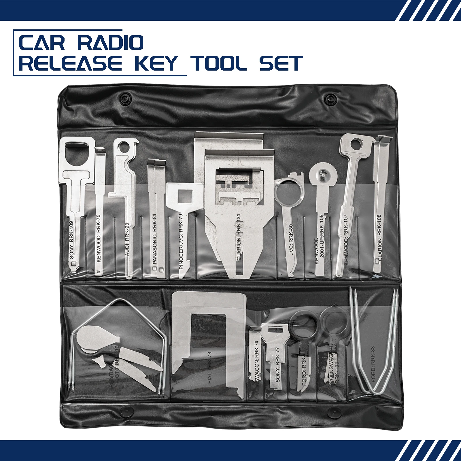 

APKTNKA 38pcs Car Stereo Radio CD Audio Release Key Tool Set Metal Keys Extractor For Fiat Ford VW Kenwood Hand Tools Car Repair