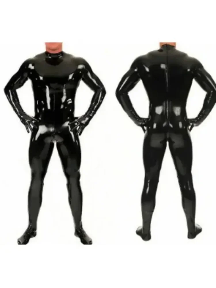 Nuova tuta in lattice di gomma nera Catsuit Halloween Guanti moda Collant cosplay S-XXL