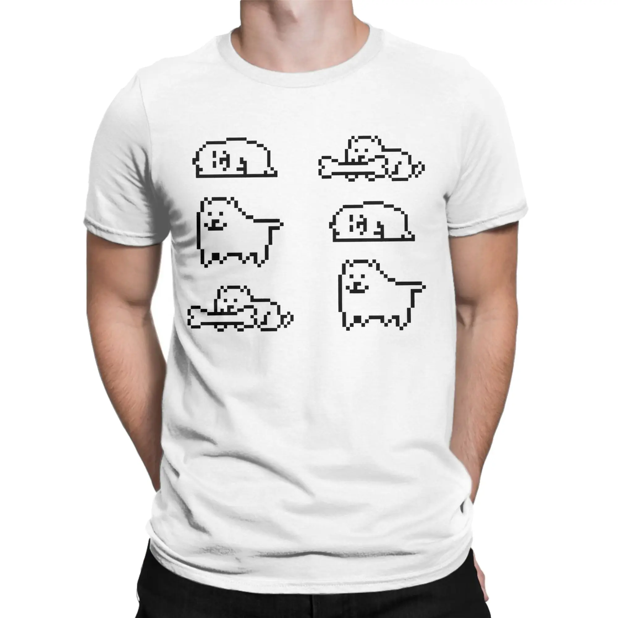 Annoying Dog Game Frisk Tshirts Men's Cotton Clothes Leisure Undertales Round Neck Short Sleeve