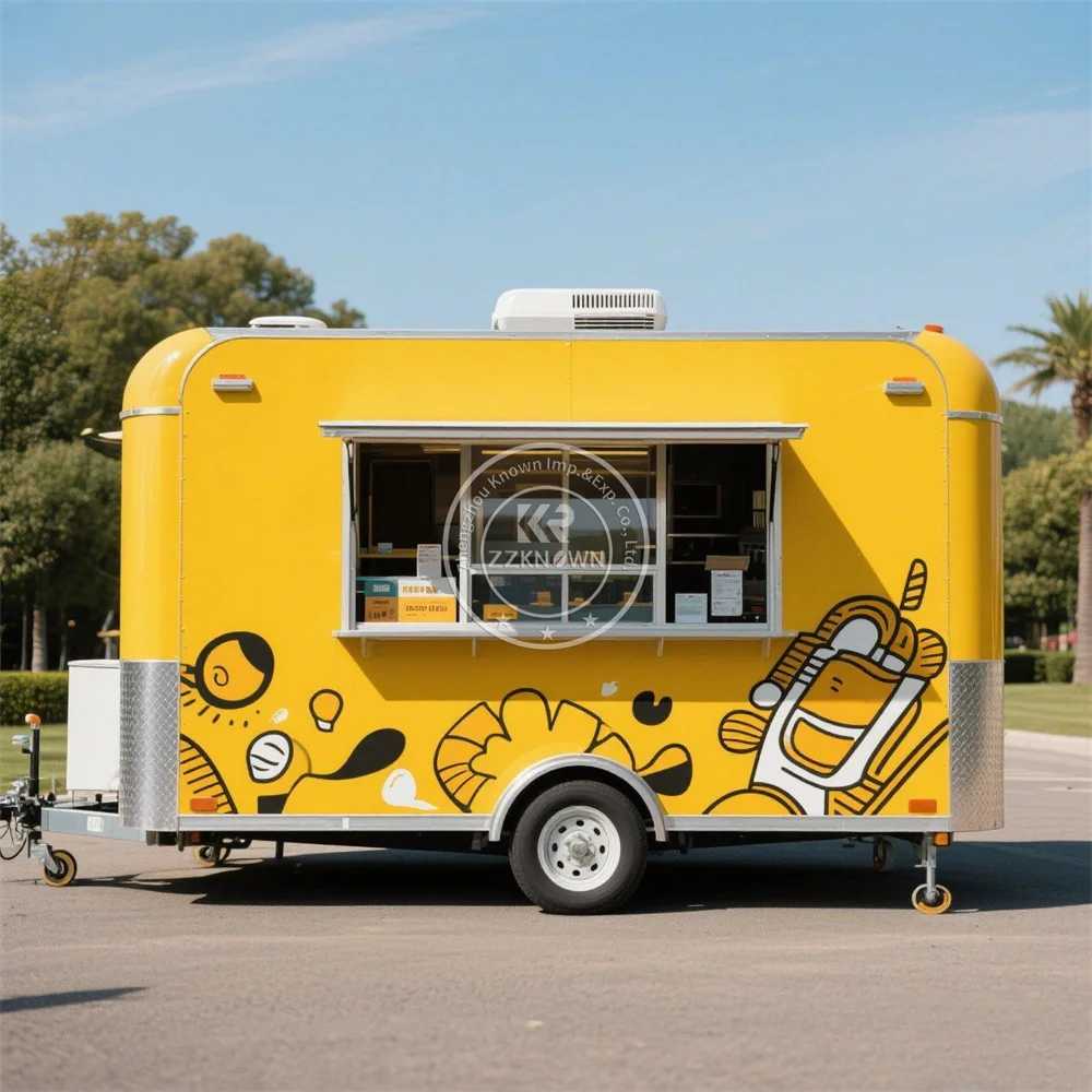 Commercial Catering Fast Food Truck Fully Equipped Ice Cream Pizza Cart Mobile Food Trailer With Full Kitchen