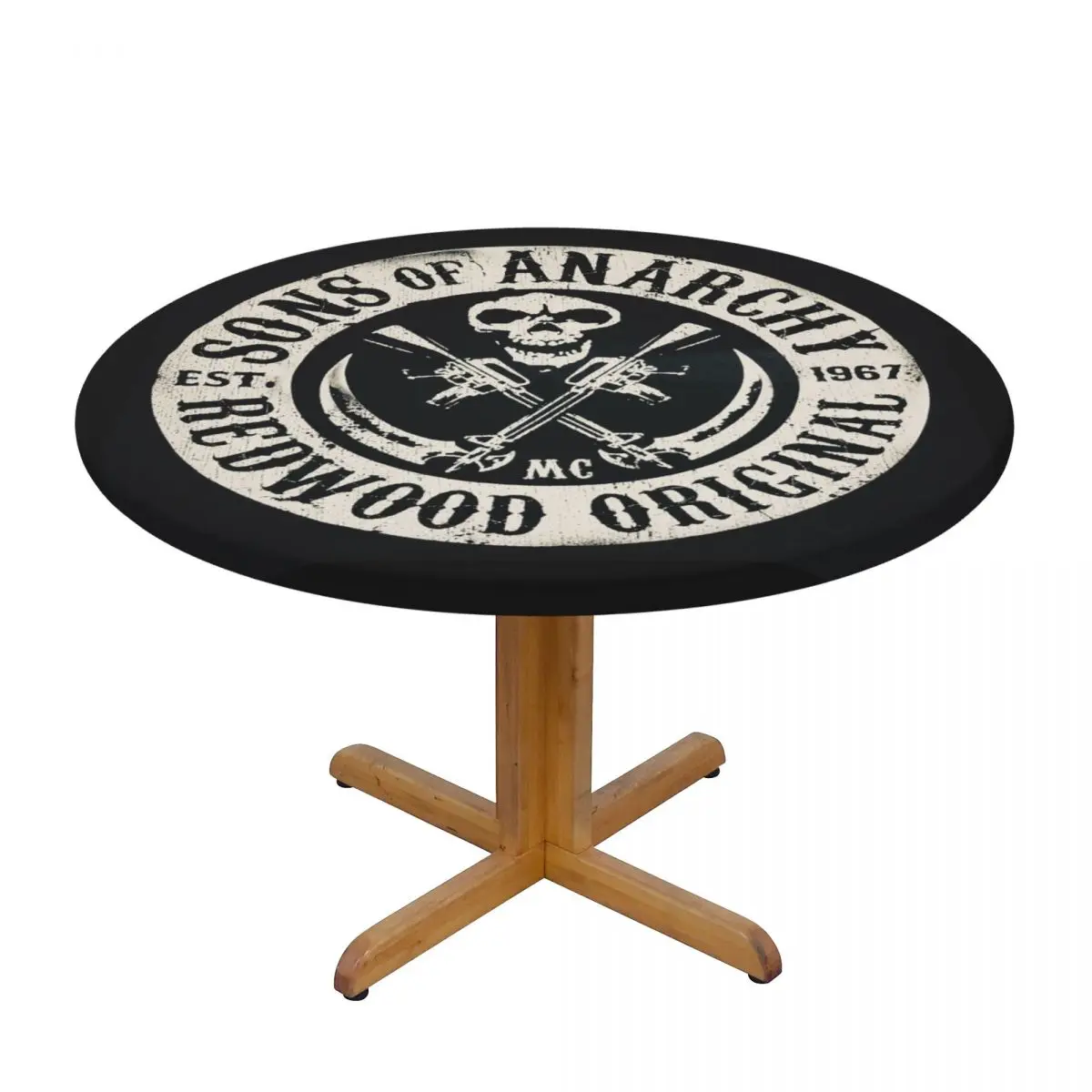 Sons Of Anarchys Skull Horror Tv Movie Waterproof Round Tablecloth Oilproof Table Cloth for Kitchen Events Dining Table Cover