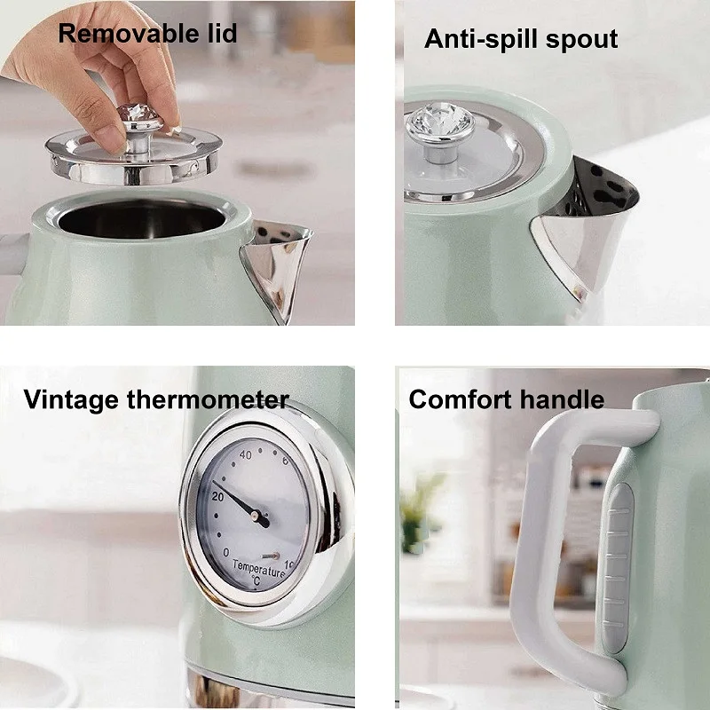 1700ml ไฟฟ้ากาต้มน้ําบ้าน 304 สแตนเลสสตีลกาต้มน้ําอุณหภูมิจอแสดงผล Quick Boil กาต้มน้ํา Auto Power Off 1800W