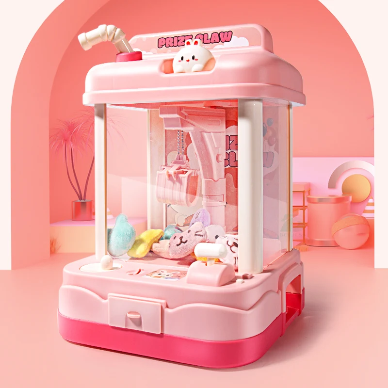 Kids Arcade Machine Doll Children Mini Coin Claw Gashapon Candy Interaction Game With Music and Light Toy for Girl 3 Year Gifts