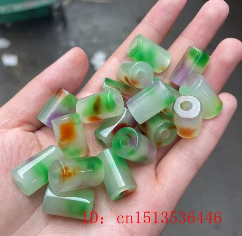 5PC Tricolor Green Jade 20*12mm Cask Bead Fashion Accessories DIY Bangle Bracelet Pendant Jewellery Hand-Carved Luck Amulet Gift