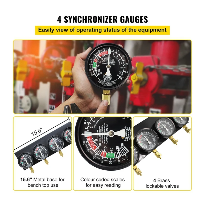 Four-Cylinder Vacuum Carburetor Synchronizer Sync 4 Gauge Motorcycle Balancer Vacuum Meter Synchronous Vacuum Table