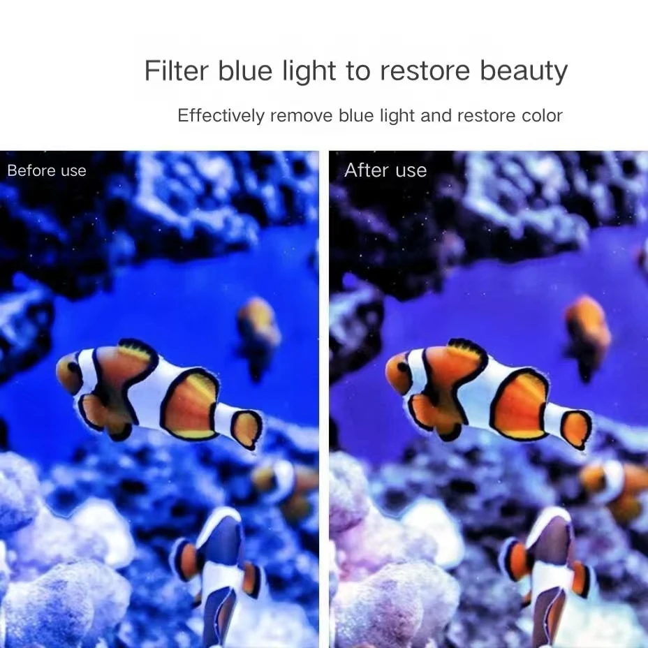 Aquarium Coral Fish Tank Blue Light 6-in-1 Set Phone Camera Lens Filter Macro Lens Yellow Orange Lens Filter Coral Reef Aquarium