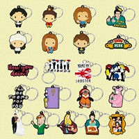 1/21pcs Old Friend Keychain Turkey Coffeed Lobster Penguin Key Ring Mirror Door Key Chain Handbag Car Accessories for Boys Kids
