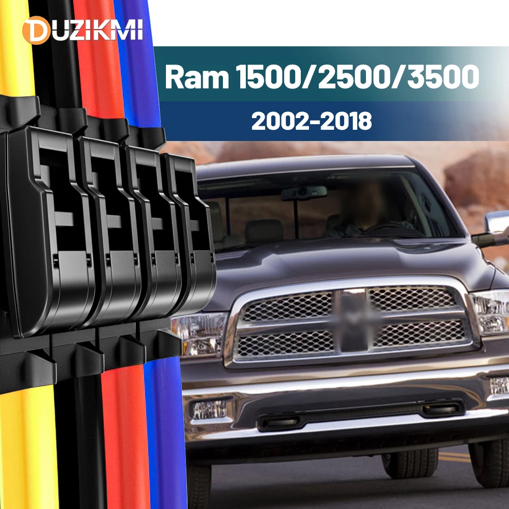 For Dodge Ram 1500 2500 3500 2002-2018 2011 2012 2013 2014 2015 2016 2017 2pcs Front Windshield Windscreen Wiper Blades Red Blue