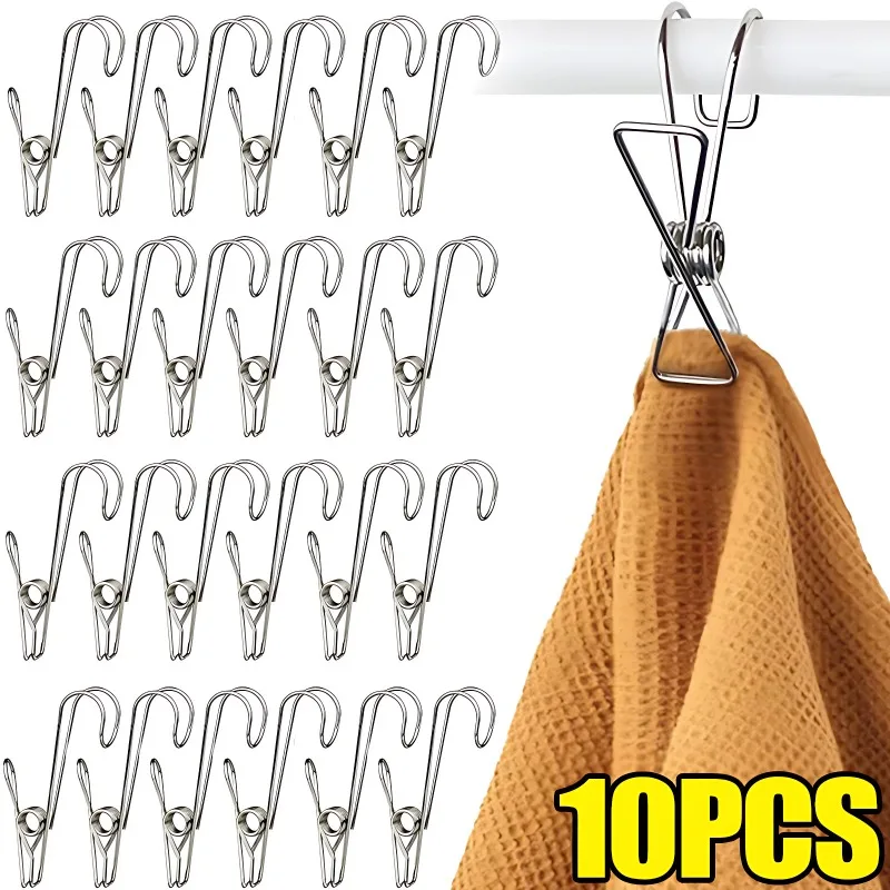 5/10/20Pcs Long Tail Clip Stainless Steel Photo Clip Clothespins Towel Organizer Holder Rack Hooks Clothes Pegs Laundry Storage