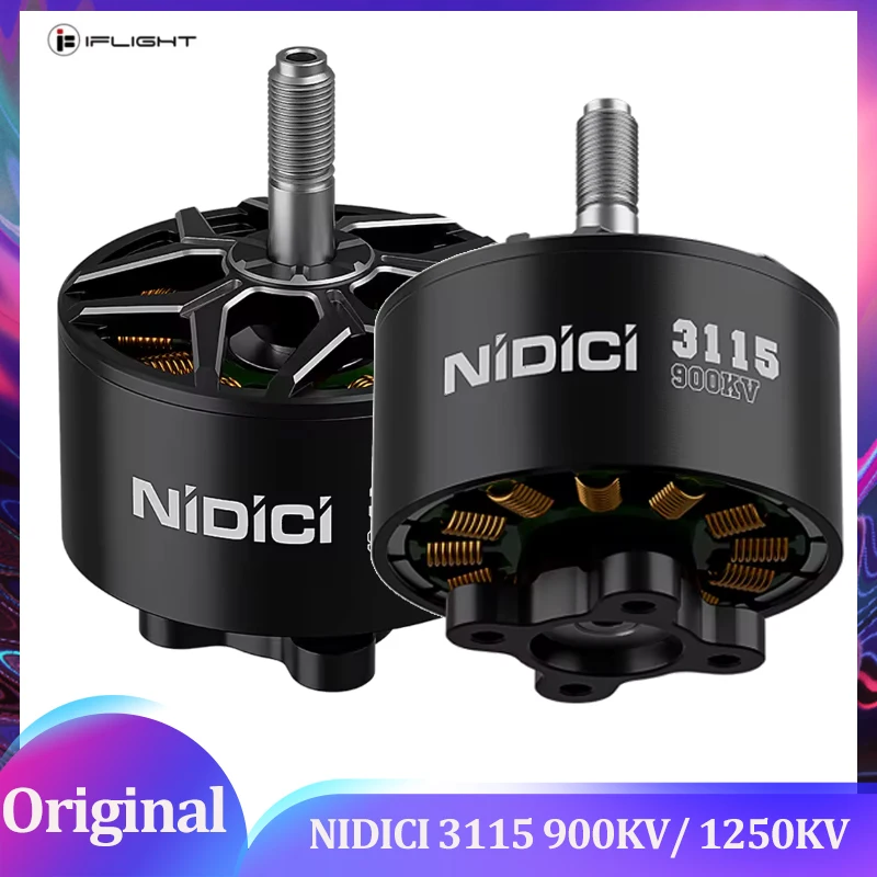 

iFlight NIDICI 3115 900KV/1250KV Бесщеточный двигатель с валом 5 мм, совместимый с пропеллером 8-9-10 дюймов для RC FPV Drone
