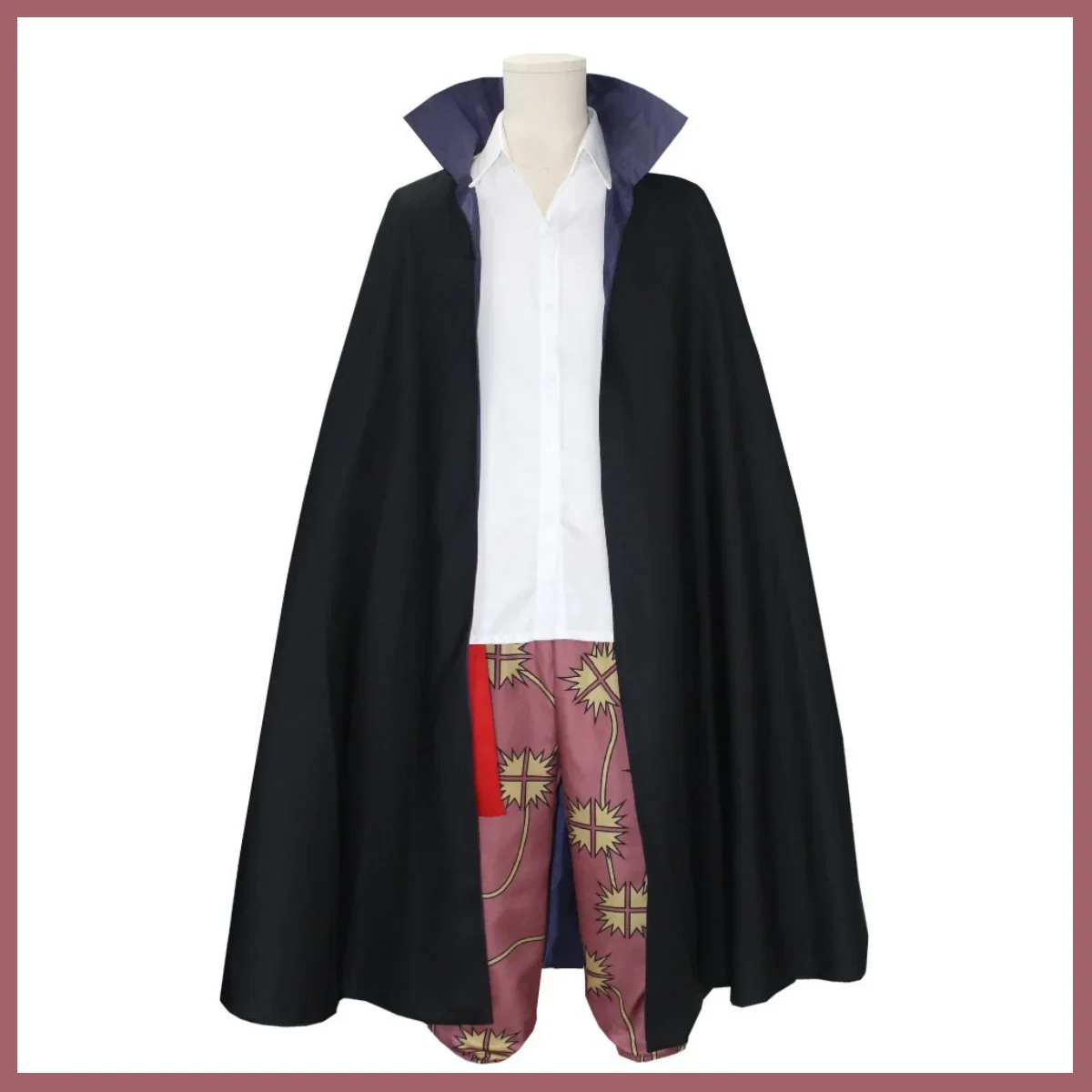 Anime Red Hair Shanks Cosplay Costume Four Emperors Black Cloak Shirt Printing Pants Wig Adult Man Woman Halloween Suit view 2
