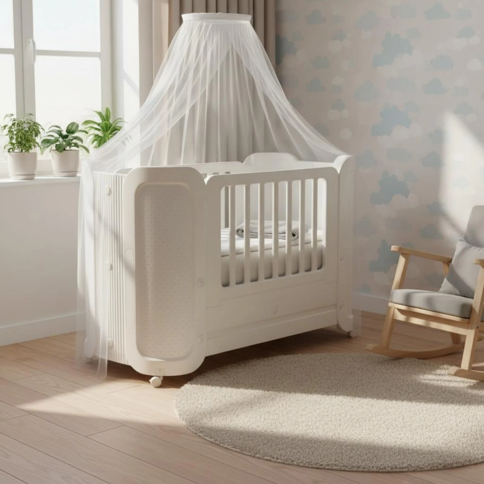 Spliced Baby Bed Bug Net Net Attach-to-Bed Crib Portable Crib Space-Saving Design Nursery Item Easy Night Feeding for Bedside - view 4