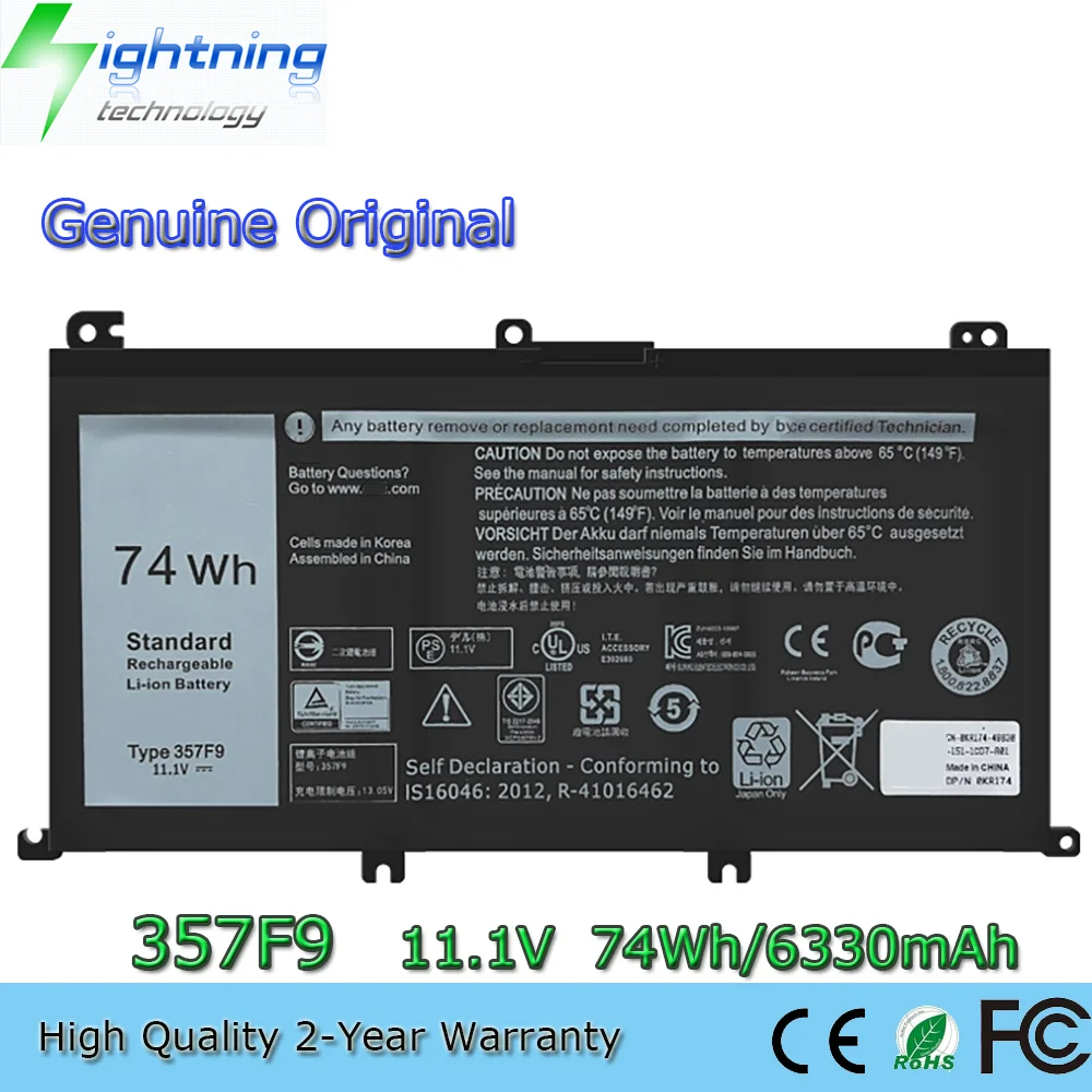 74Wh 357F9 Original Laptop Battery For Dell Inspiron 15 7000 7559 7557 7566 7567 7759 71JF4