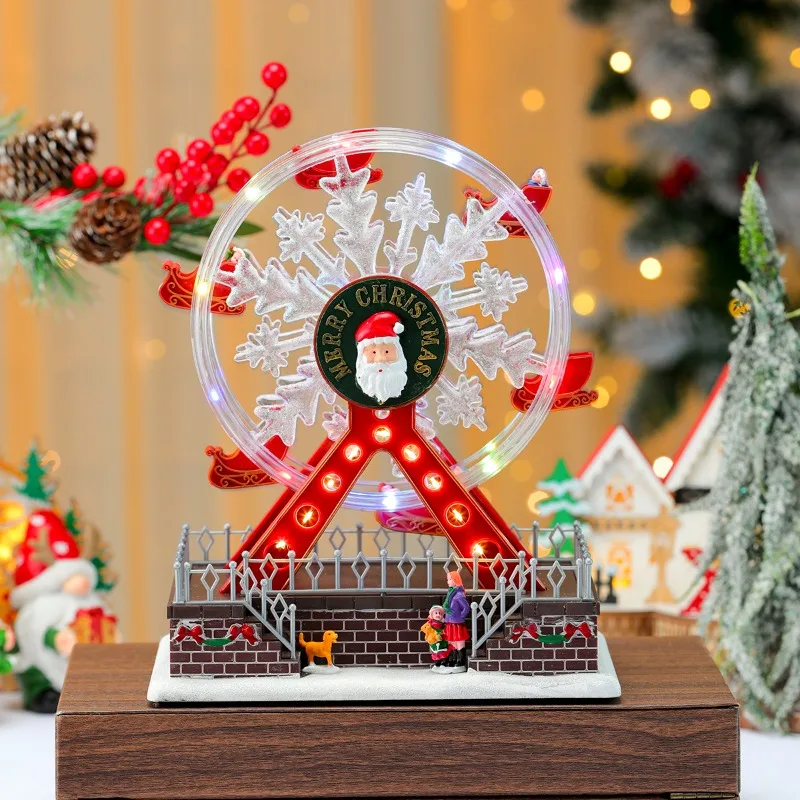 ‌Rotating LED Ferris Wheel Musical Box Christmas Decor with Glowing Lights Home Ornament Unique Holiday Gift for Kids & Adults