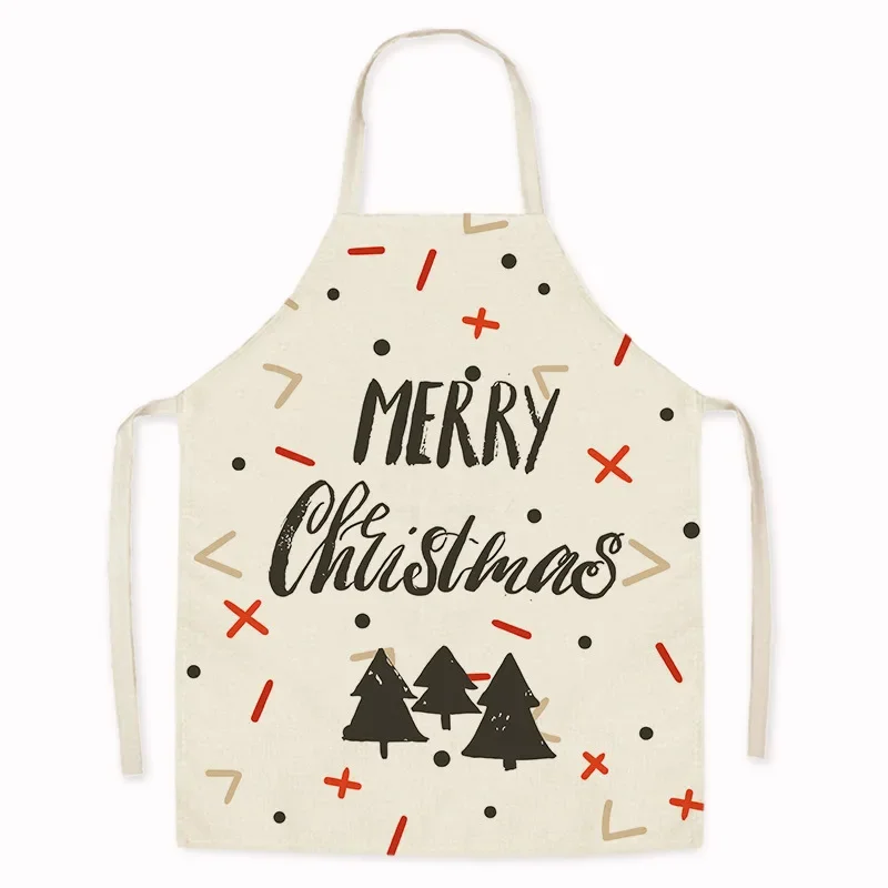 Merry Christmas Snowman Pattern Parent-child Linen Sleeveless Hand Wiping Waist Apron Home Holiday Decoration Clean фартук