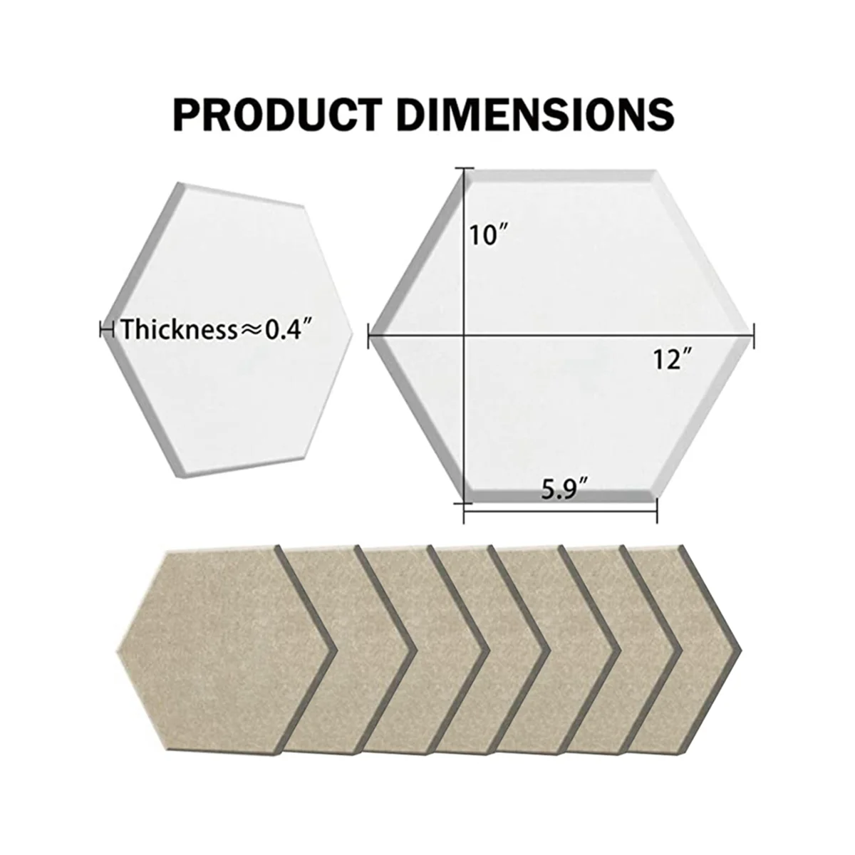 12 Piece Hexagonal Acoustic Panel, 12x10x 0.4Inch, Stylish Acoustic Walls for Home and Office (Light Camel