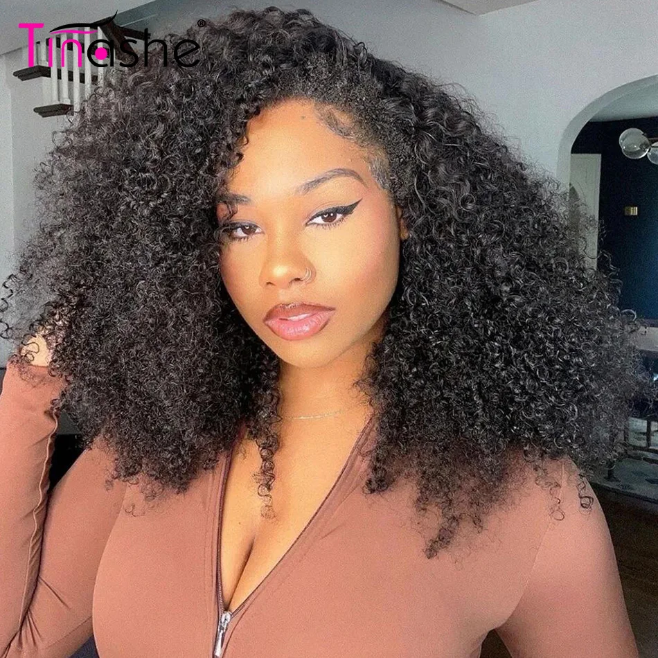Tinashe Kinky Curly Half Wig Flip Over Wig 3 IN 1 Glueless Quick Install Human Hair Wig