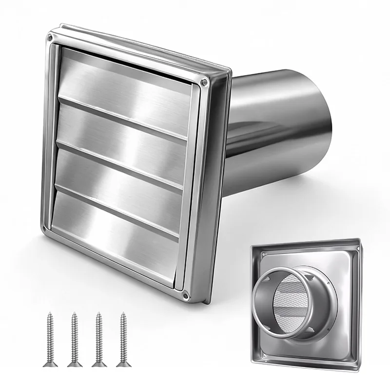 Removable extended tube dryer exhaust round out trend grille louver outdoor stainless steel