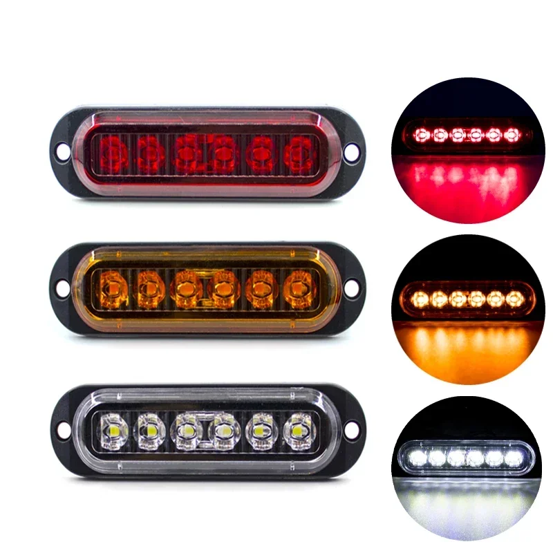 6 LED 12V 24V External Side Marker Warning Tail Light Clearance Lamp Bar Auto Car Truck Trailer Lorry Caravan RV Van Pickup