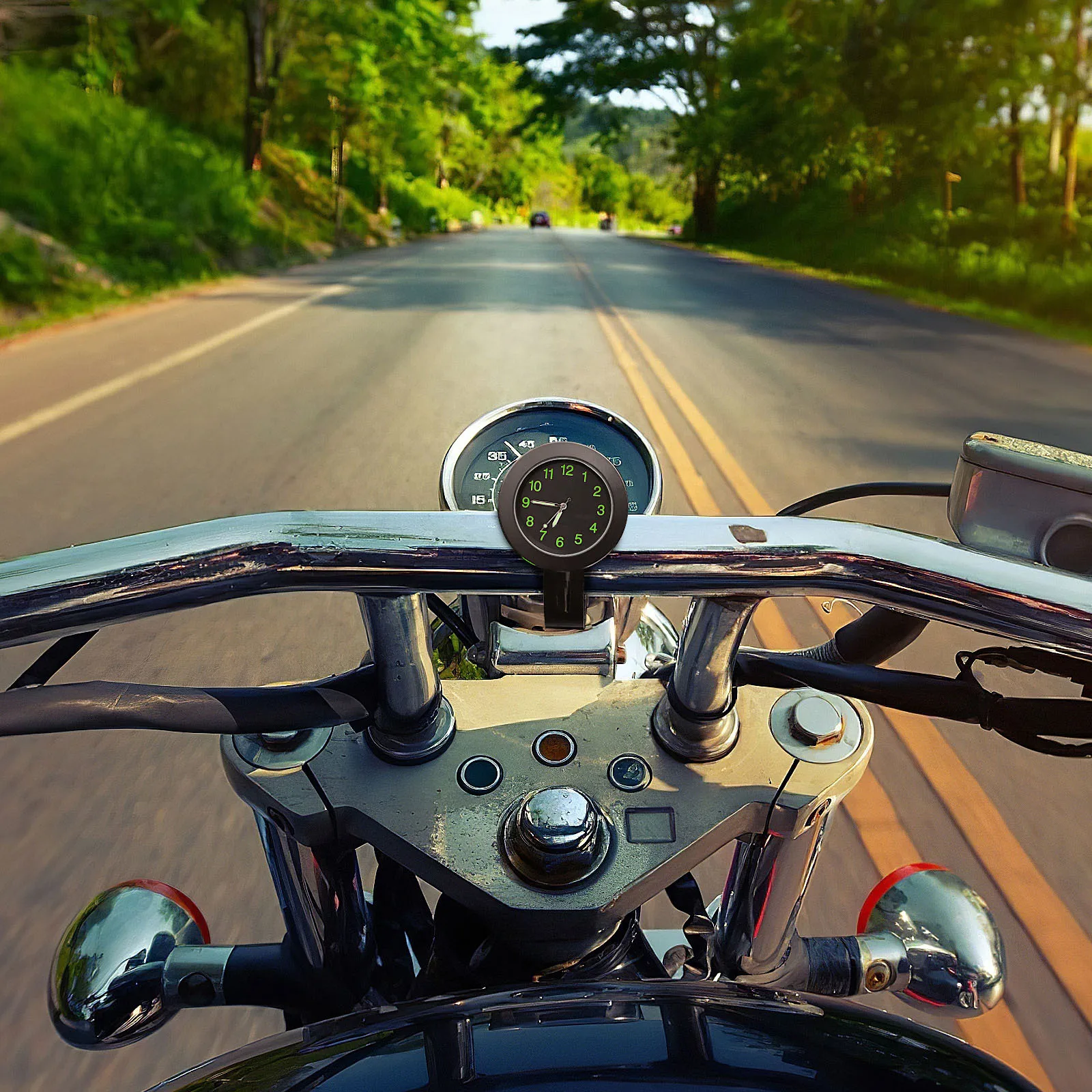 ساعة مقود دراجة نارية صغيرة مقاومة للماء مقاس 7/8 بوصة باللون الأسود ملحقات دراجة نارية رقمية تصميم متين وخفيف الوزن لـ #5