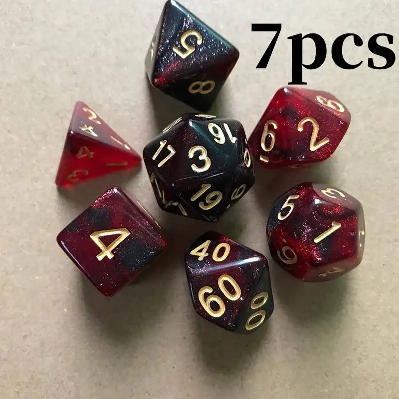 7PCS/Set Polyhedral Dice Starry Sky Multi-sided Dice Set Number Game Dice For DnD RPG 4 6 8 10 12 20 D4-D20