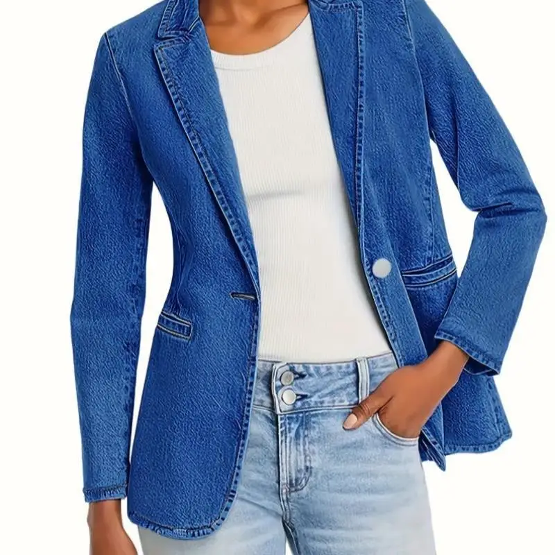 

Faionable Pure Color Denim Set with Waist-Cinching Jaet for Women Autumn Season Svel No Brand Model Number MGD5366