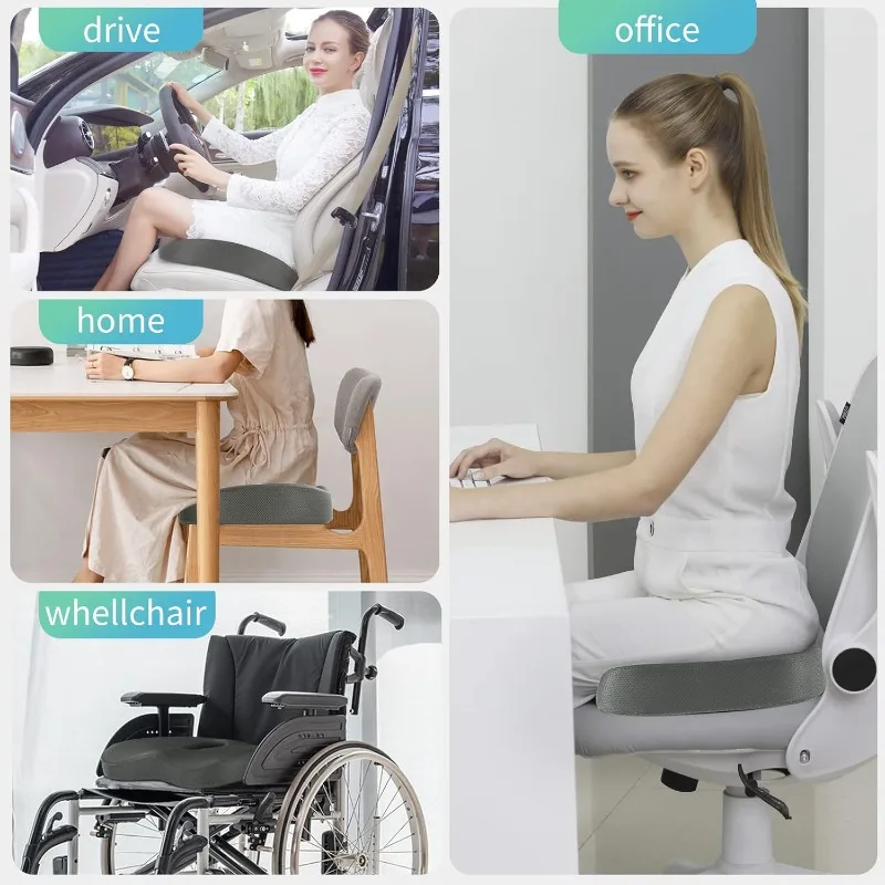 Sitzkissen aus Memory-Schaum, ergonomisches Druckpolster für Bürostuhl, Schreibtischstühle, Autositze, Kissen, Rollstühle, Heim- und Bürogebrauch – Detail 5