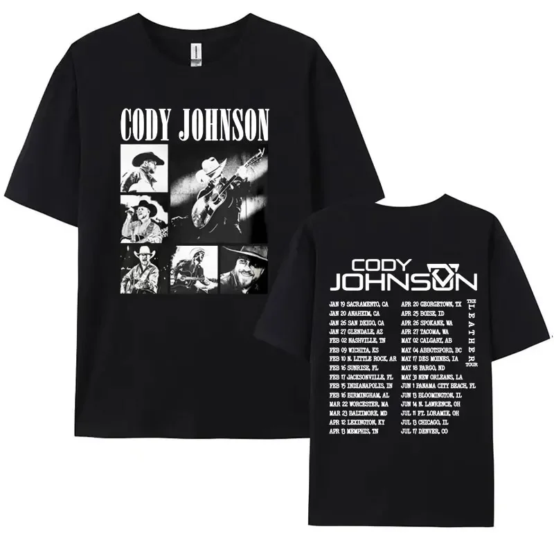 Rapper Cody Johnson Tour 2024 T Shirts Men's Clothing Fashion Hip Hop Punk T Shirt Unisex Vintage Oversized 100% Cotton T-shirt