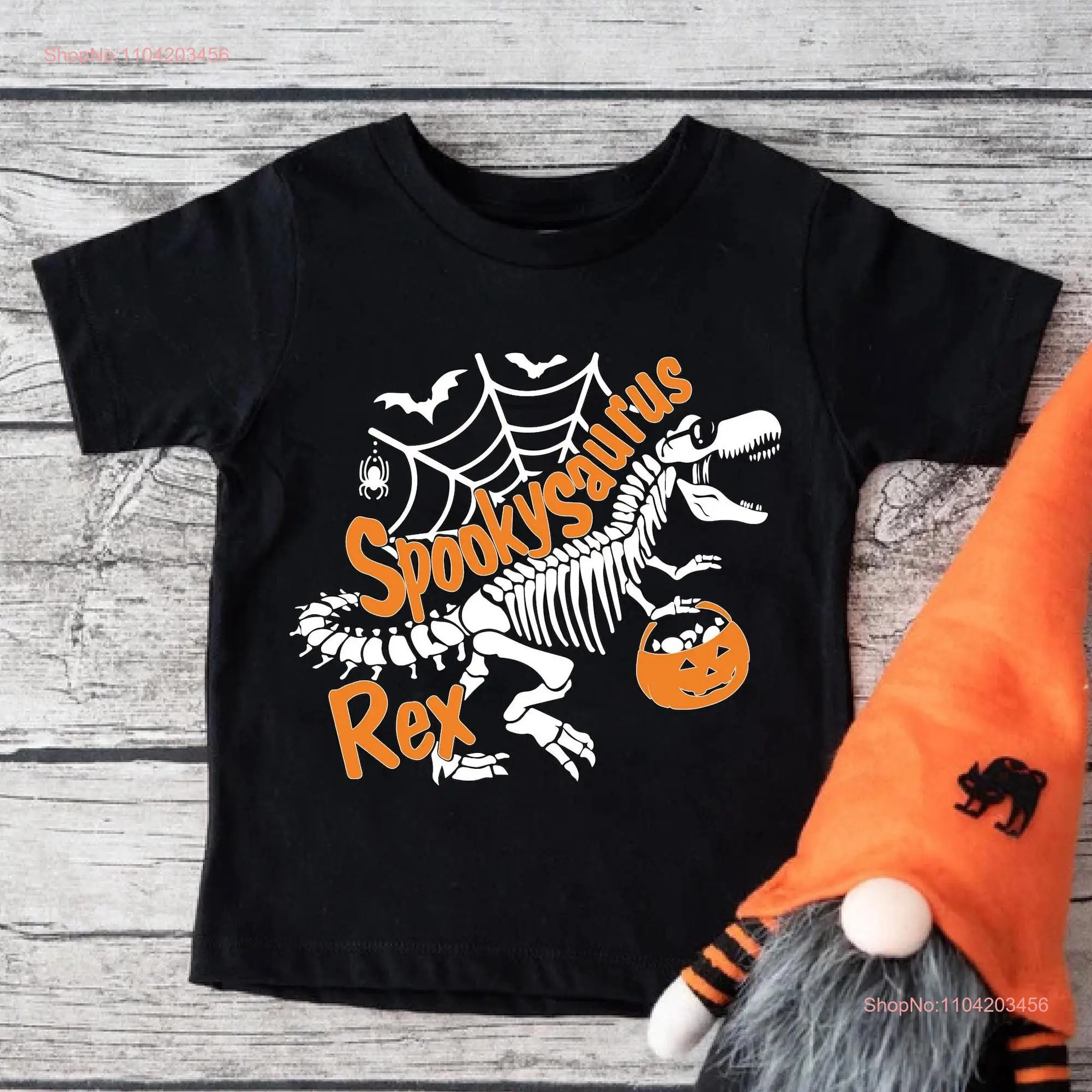 Halloween Toddler Boy T Shirt Spooky Saurus Rex Skeleton Kids Boys Dinosaur Trick or Treat long or short sleeves