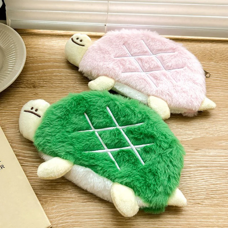 Japan Cute Plush Cute Turtle Doll Coin Purse Wristlet Bag Cartoon Wallet Mini Zipper Girl Coin Wallet Cable Headset Bag