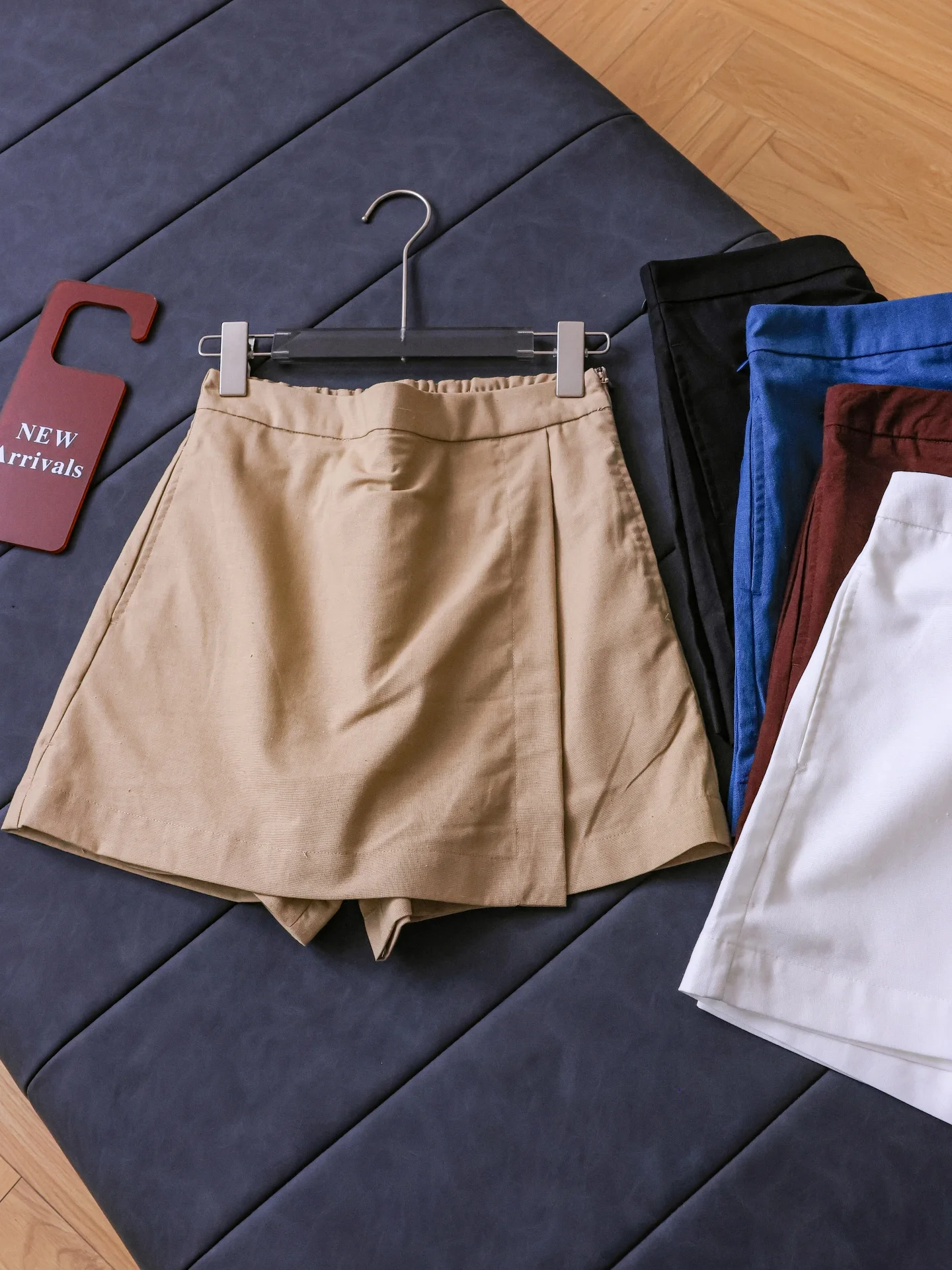 Casual High Waist Wide Leg Short Pants Women's Pure Color A-Line Shorts Versatile Commute Pants Summer  Linen Blend