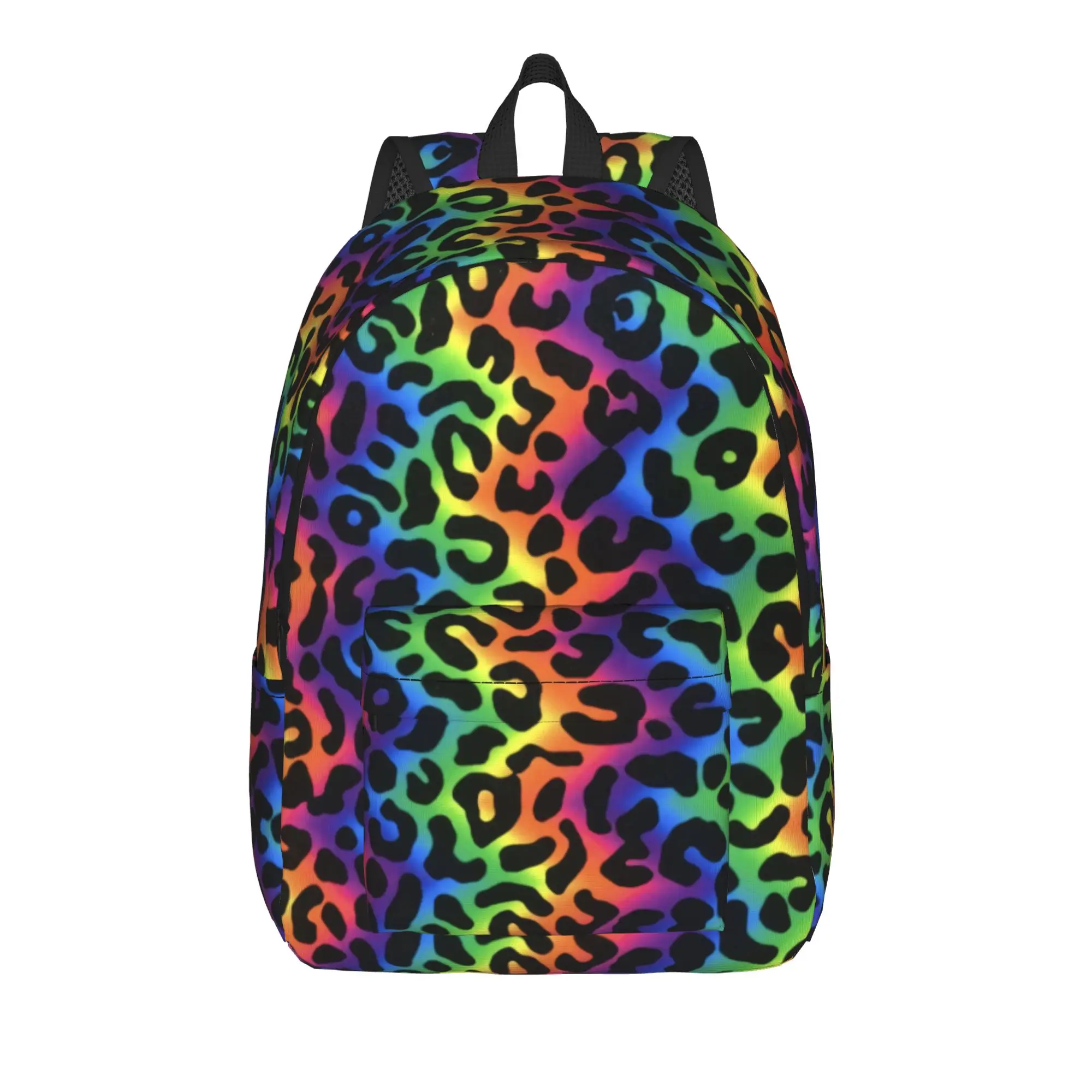 Colorful Leopard Texture Backpack  Student Polyester Outdoor Style Backpacks Pattern Aesthetic High School Bags Rucksack