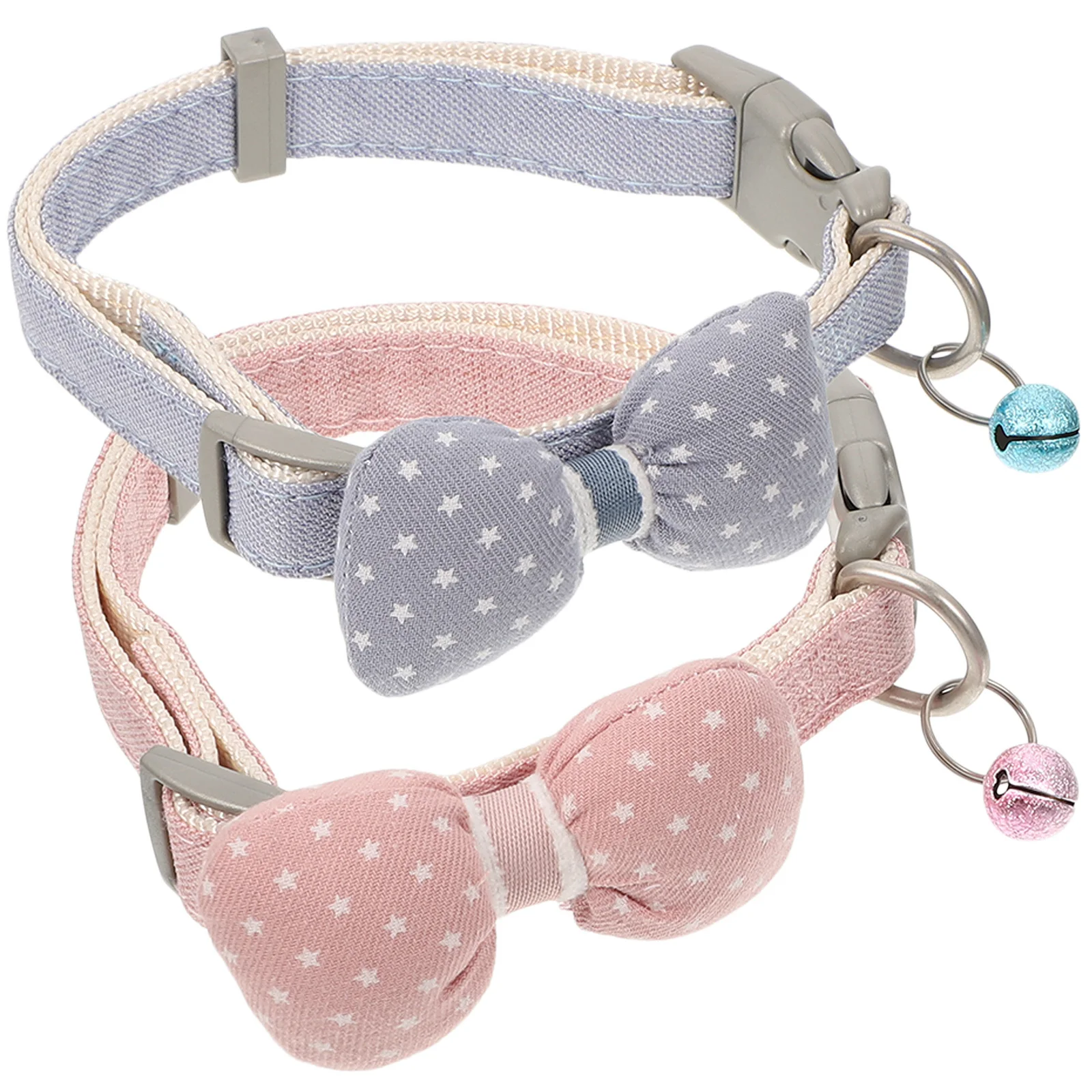 

2Pcs Pet Cat Bowknot Bell Collar Special Gift for Friends with Pets Adjustable Checked Design Pet Collar Ornament