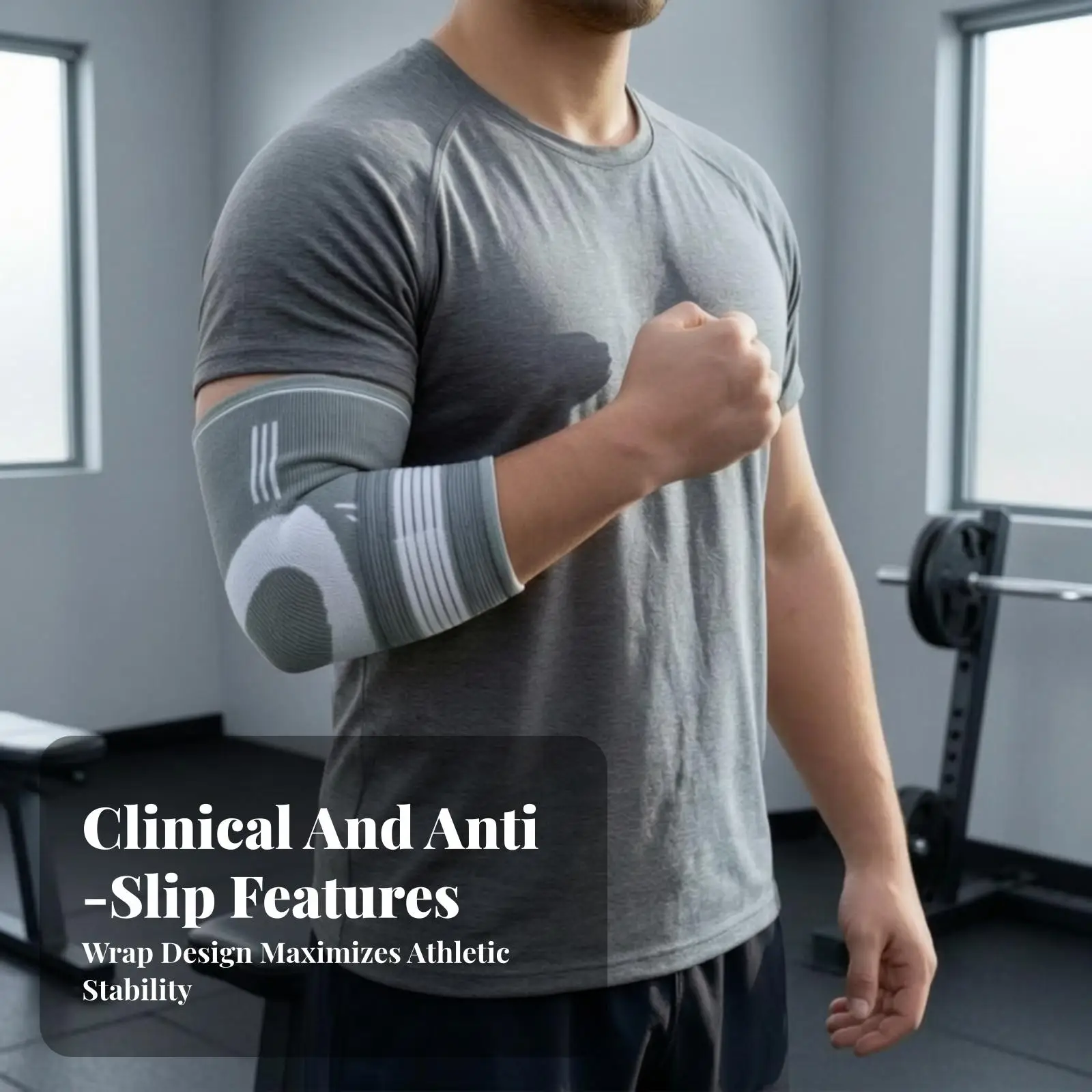 3D Knitted Elbow Brace with Circumferential Strap for Secure Fit in Workout and Daily Exercise
