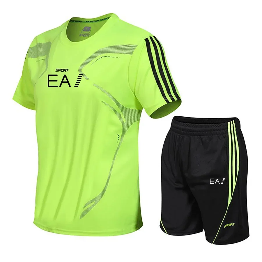 Traje de verano transpirable para hombre, ropa deportiva informal de entrenamiento de baloncesto, camiseta de secado rápido y pantalones cortos,