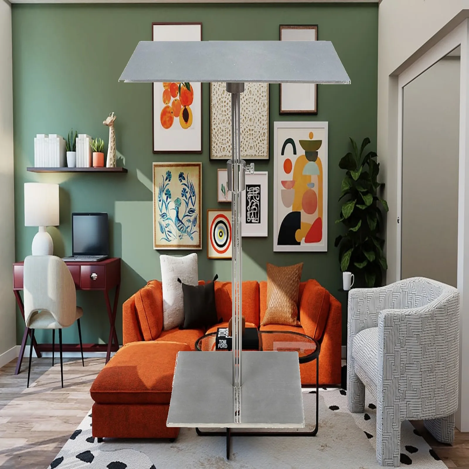 Compact Adjustable Side Table Slim Side Table with Locking Knob Sturdy Furniture