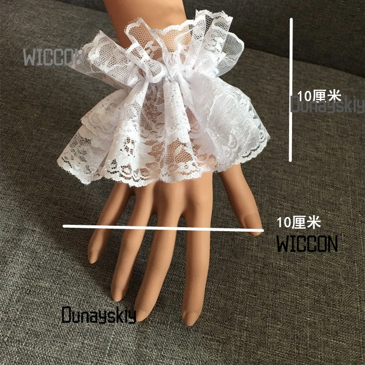 Gants en dentelle Lolita – Ensemble de manchettes à manches courtes pour boîte de nuit/Cosplay Halloween/Natal/Oktoberfest/Pâques