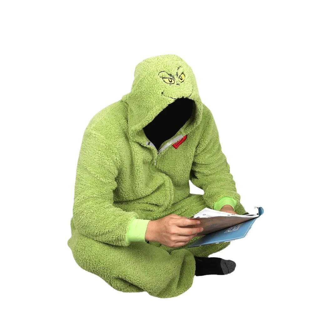 Popular Christmas European and American Green Haired Monster Family Christmas Pajamas Clothing Living Clothes Green Outfit