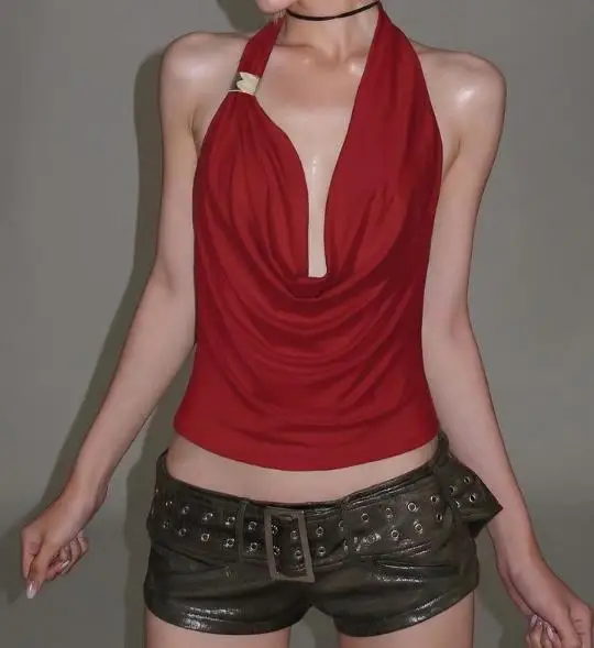 

2025 Autumn and Winter Women's Clothing New Product Fashionable and Sexy Backless Hanging Neck Solid Color Vest for Women