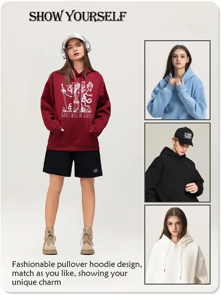 Girls Will Be Girls Sweatshirt Witch Halloween Women's Vintage Graphic Long Sleeve Shirt