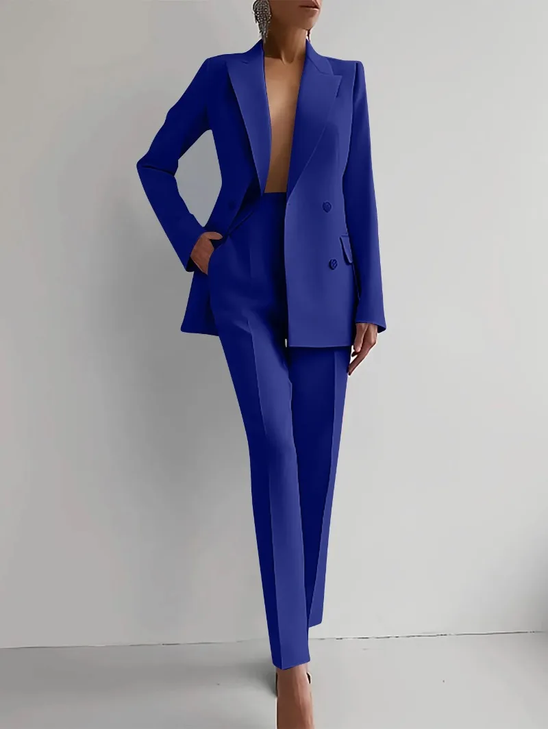 

Office Blazer Pants Two Piece Set Womne Fashion Buton Suit Coats Two Piece Sets Autumn Winter Fashion Casual Solid Pant Sets