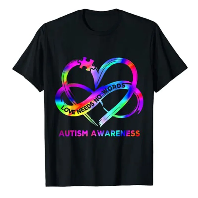 

Infinity Heart Love Autism Awareness Needs No Words Tie Dye T-Shirt Cool Anti Bullying Day, World Kindness-Day Graphic Tee Tops