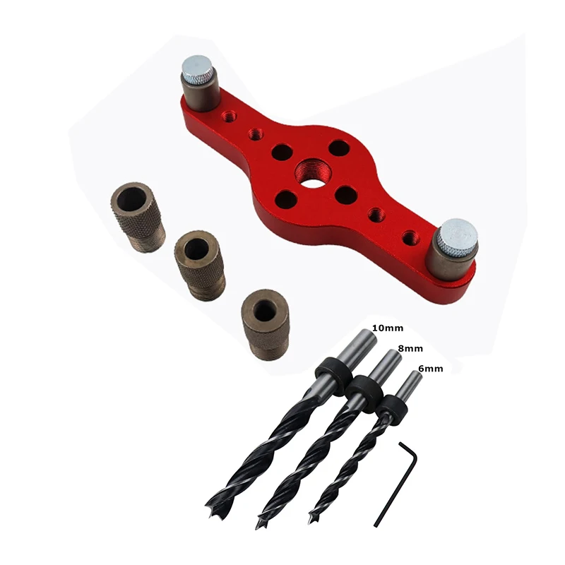 6/8/10Mm Dọc Túi Lỗ Jig Tự Centering Dowelling Jig Lỗ Puncher Định Vị Máy Khoan Hướng Dẫn gỗ Mộc Dụng Cụ