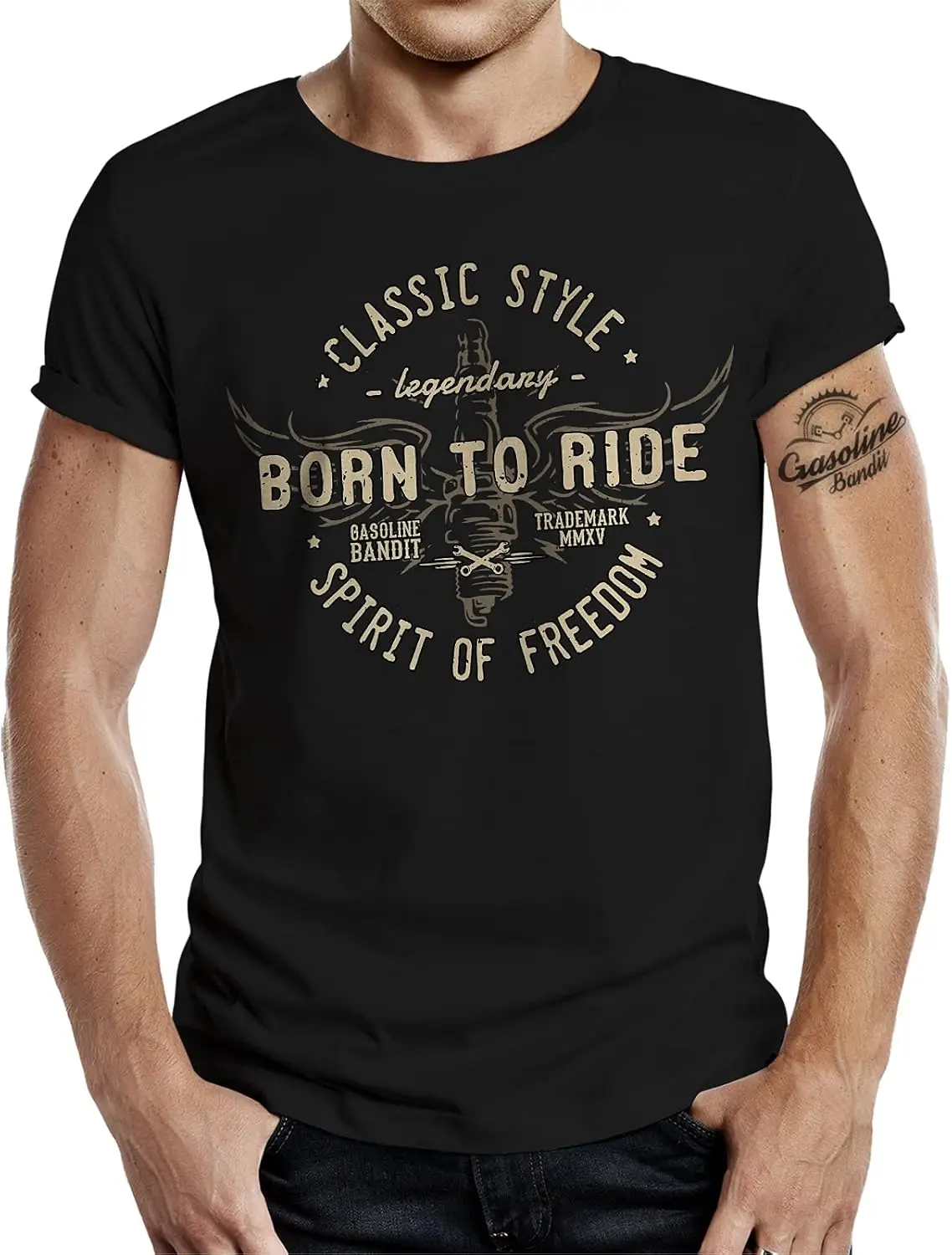 

Винтажная Байкерская футболка Spirit of Freedom Born To Ride, 100% хлопок, круглый вырез, короткий рукав, летняя повседневная мужская футболка, размеры